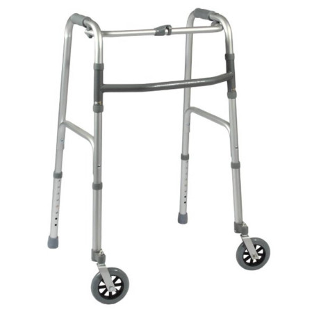 Deambulatore fisso pieghevole due ruote due puntali art.ParaDE17