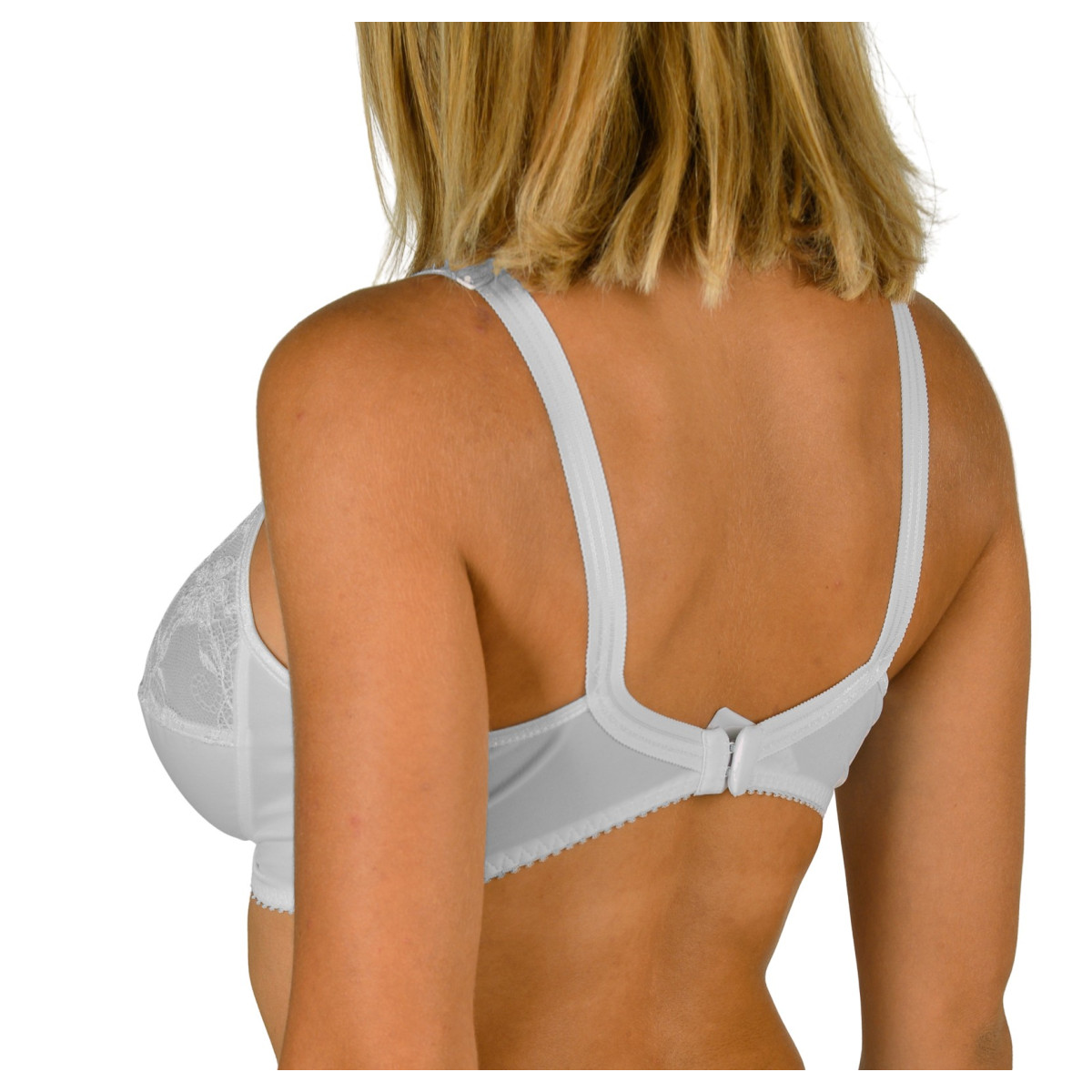 Reggiseno Morbido In Pizzo Floreale Donna | Senza Ferretto, Coppa Piena Non Imbottito, Satinato Bianco 3C