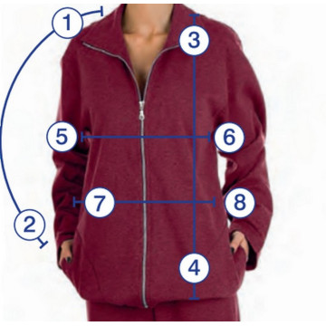 Guida alle taglie maglia tuta sanitaria con apertura totale tramite cerniere