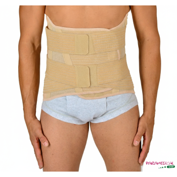 Corsetto ortopedico lombare beige con doppie fasce elastiche di regolazione - ParamedicalShop