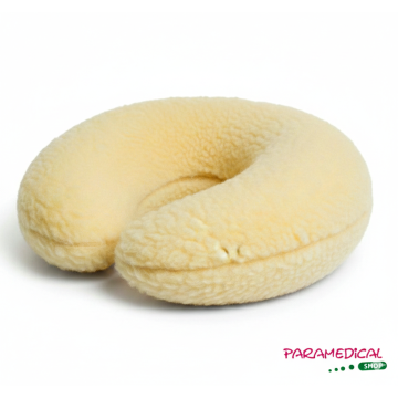 Supporto anatomico per il collo in lana naturale, ideale per dolori cervicali.