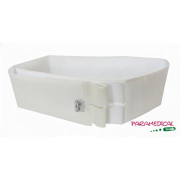 Fascia elastica toracica bianca per supporto costale maschile, vista frontale su fondo bianco con logo ParamedicalShop.